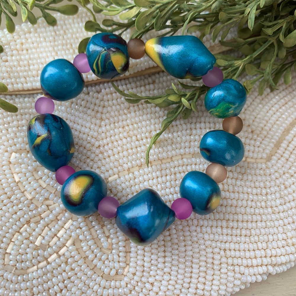 Handcrafted polymer clay stretch bracelet